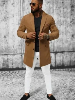 Płaszcz męski beżowy JB/1047Z^Ozonee Fashion