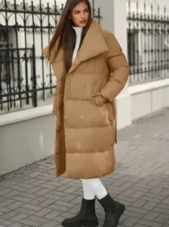 Płaszcz zimowy damski camelowy JS/M737/84Z^Ozonee Fashion