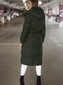 Płaszcz zimowy damski pikowany ciemno-zielony JS/5M3227/136Z^Ozonee Clearance