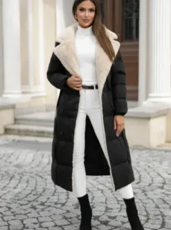 Płaszcz zimowy damski pikowany czarny JS/16M9168/392Z^Ozonee New