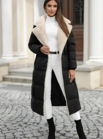 Płaszcz zimowy damski pikowany czarny JS/16M9168/392Z^Ozonee New