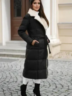 Płaszcz zimowy damski pikowany czarny JS/16M9168/392Z^Ozonee New