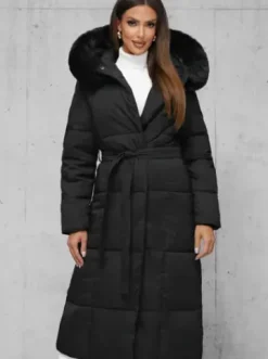 Płaszcz zimowy damski pikowany czarny JS/16M9163/392^Ozonee Outlet