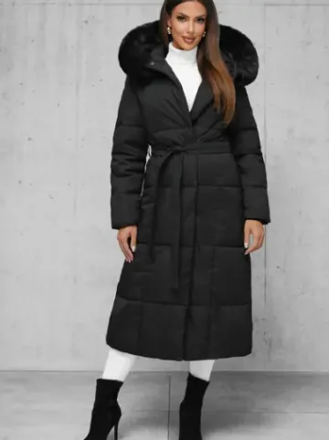 Płaszcz zimowy damski pikowany czarny JS/16M9163/392^Ozonee Outlet