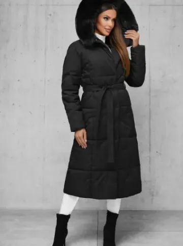 Płaszcz zimowy damski pikowany czarny JS/16M9163/392^Ozonee Outlet
