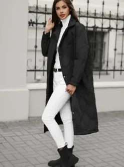 Płaszcz zimowy damski pikowany czarny JS/5M3177/392Z^Ozonee Online