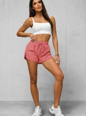 Spodenki damskie sportowe z legginsami ciemno-koralowe JS/XY24015S^Ozonee Best