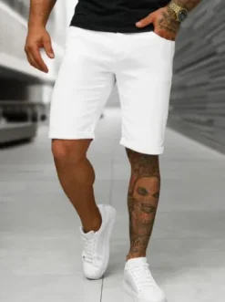 Spodenki męskie jeansowe białe O/UM873^Ozonee Discount