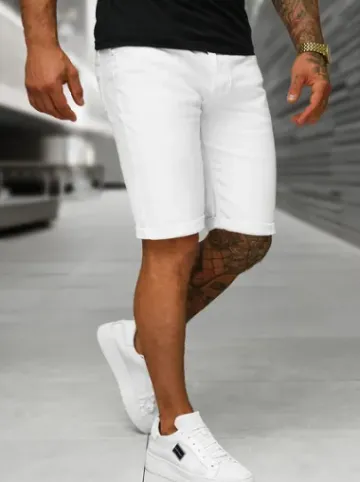 Spodenki męskie jeansowe białe O/UM873^Ozonee Discount