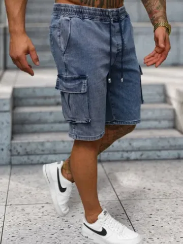 Spodenki męskie jeansowe cargo niebieskie NB/MP0313B^Ozonee Outlet