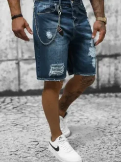 Spodenki męskie jeansowe ciemno-niebieskie DP/174^Ozonee Clearance