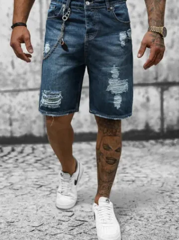 Spodenki męskie jeansowe ciemno-niebieskie DP/174^Ozonee Clearance