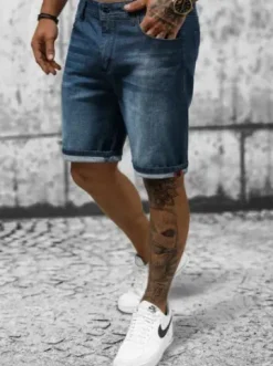 Spodenki męskie jeansowe ciemno-niebieskie NB/MP0264BS^Ozonee Fashion