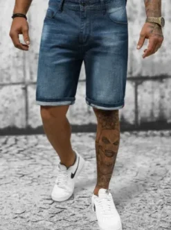 Spodenki męskie jeansowe ciemno-niebieskie NB/MP0264BS^Ozonee Fashion
