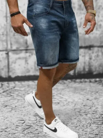Spodenki męskie jeansowe ciemno-niebieskie NB/MP0264BS^Ozonee Fashion