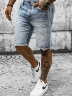 Spodenki męskie jeansowe jasno-niebieskie NB/MP0263BC^Ozonee Clearance