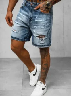 Spodenki męskie jeansowe niebieskie O/JD-2442K^Ozonee Fashion