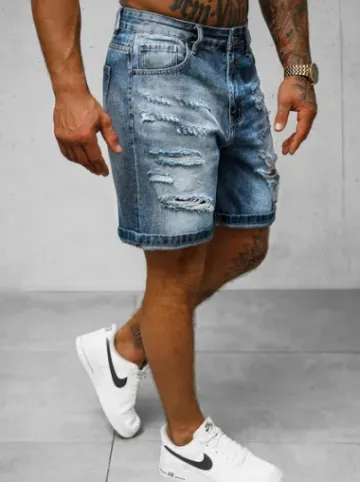 Spodenki męskie jeansowe niebieskie O/JD-2442K^Ozonee Fashion