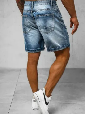 Spodenki męskie jeansowe niebieskie O/JD-2442K^Ozonee Fashion