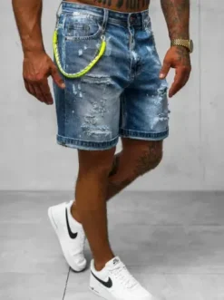 Spodenki męskie jeansowe niebieskie O/VIP-2441^Ozonee Sale