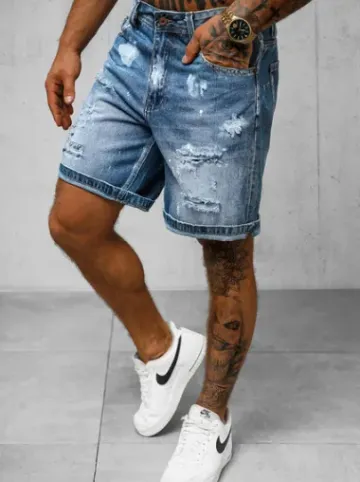 Spodenki męskie jeansowe niebieskie O/VIP-2441^Ozonee Sale