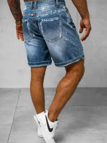 Spodenki męskie jeansowe niebieskie O/VIP-2441^Ozonee Sale