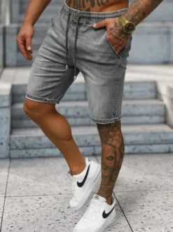 Spodenki męskie jeansowe szare NB/MP0314GC^Ozonee Fashion