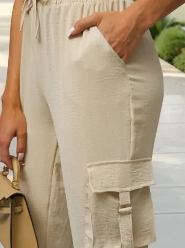 Spodnie damskie joggery jasno-beżowe O/XYS3237^Ozonee Fashion
