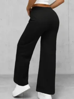 Spodnie damskie z szeroką nogawką czarne JS/92K526/3^Ozonee Fashion