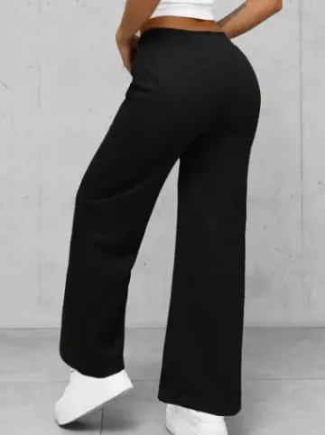 Spodnie damskie z szeroką nogawką czarne JS/92K526/3^Ozonee Fashion