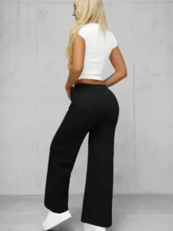 Spodnie damskie z szeroką nogawką czarne JS/92K526/3^Ozonee Fashion