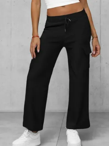 Spodnie damskie z szeroką nogawką czarne JS/92K515/3^Ozonee Fashion