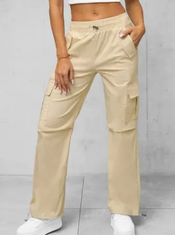Spodnie damskie z szeroką nogawką ecru O/TT00393^Ozonee Fashion