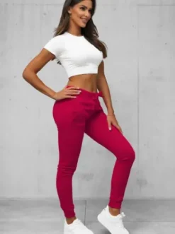 Spodnie dresowe damskie bordowe JS/CK01Z^Ozonee Fashion