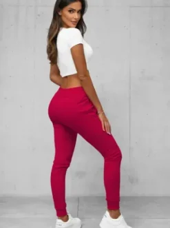 Spodnie dresowe damskie bordowe JS/CK01Z^Ozonee Fashion