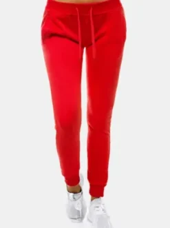 Spodnie dresowe damskie czerwone JS/CK01^Ozonee New