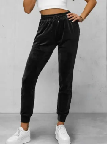 Spodnie dresowe damskie welurowe czarne JS/8K1532/3^Ozonee Fashion