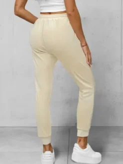 Spodnie dresowe damskie welurowe ecru JS/8K1532/155^Ozonee Fashion