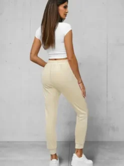 Spodnie dresowe damskie welurowe ecru JS/8K1532/155^Ozonee Fashion