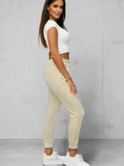 Spodnie dresowe damskie welurowe ecru JS/8K1532/155^Ozonee Fashion