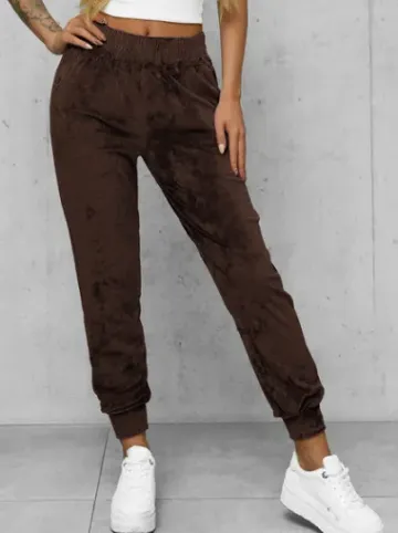 Spodnie dresowe damskie welurowe czekoladowe JS/92K527/160^Ozonee Clearance