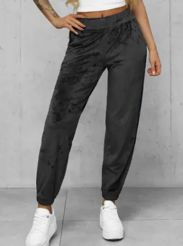 Spodnie dresowe damskie welurowe grafitowe JS/92K528/5^Ozonee Fashion