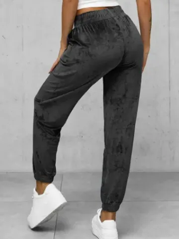 Spodnie dresowe damskie welurowe grafitowe JS/92K528/5^Ozonee Fashion