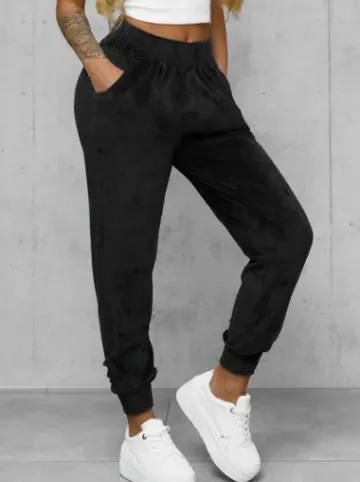 Spodnie dresowe damskie welurowe czarne JS/92K527/3^Ozonee Clearance