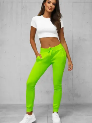 Spodnie dresowe damskie zielone-neonowe JS/CK01/31Z^Ozonee Hot