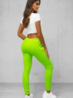 Spodnie dresowe damskie zielone-neonowe JS/CK01/31Z^Ozonee Hot