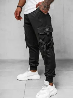 Spodnie dresowe męskie czarne O/PS6021^Ozonee Fashion