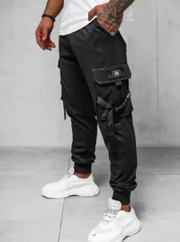 Spodnie dresowe męskie czarne O/PS6021^Ozonee Fashion
