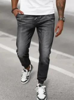 Spodnie jeansowe joggery męskie czarne NB/MP0135N^Ozonee New