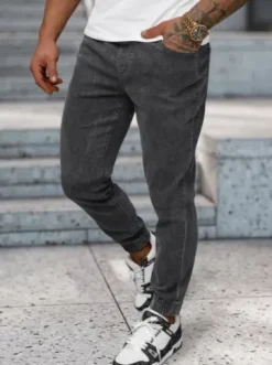 Spodnie jeansowe joggery męskie grafitowe NB/MP0272GS^Ozonee Hot